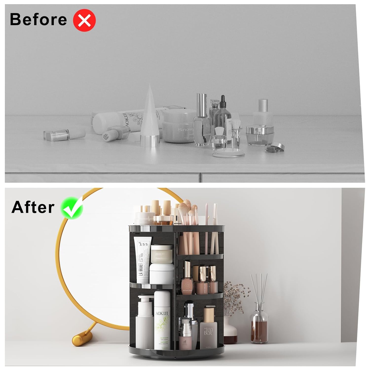 Rotating Makeup Organizer, Adjustable Layers Spinning Organizer, Cosmetic Display Case, Multi-Function Storage Carousel, Makeup Organizer, Makeup Holder, Makeup Stand Rotating Makeup Organizer, Adjustable Layers Spinning Organizer, Cosmetic Display Case, Multi-Function Storage Carousel, Makeup Organizer, Makeup Holder, Makeup Stand